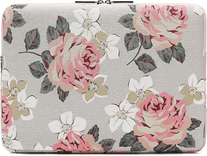 Canvaslife Pink Rose Pattern 13 inch Canvas Laptop Sleeve with Pocket 13 inch 13.3 inch Laptop 13 case13 Sleeve