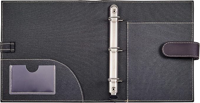 It's Academic Mini Executive Leather Portfolio Folder, 1" Ring Binder and 250-Sheet Capacity, Note Pads, and 5.5" x 8.5" Documents, 2 Pen Loops, Dark Brown Faux Leather (98295