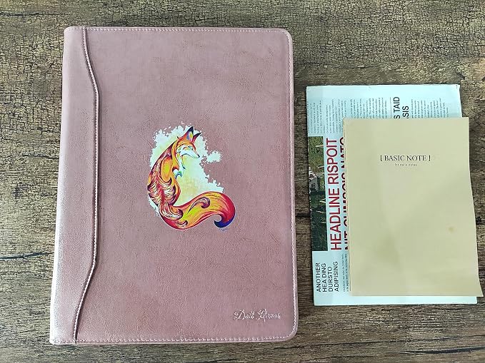 Pink Leather Portfolio for Women, Resume Portfolio Folder with Zipper, Customized Portfolio, Personalized Executive Portfolio Organizer, Vegan Leather Padfolio for Women, Custom