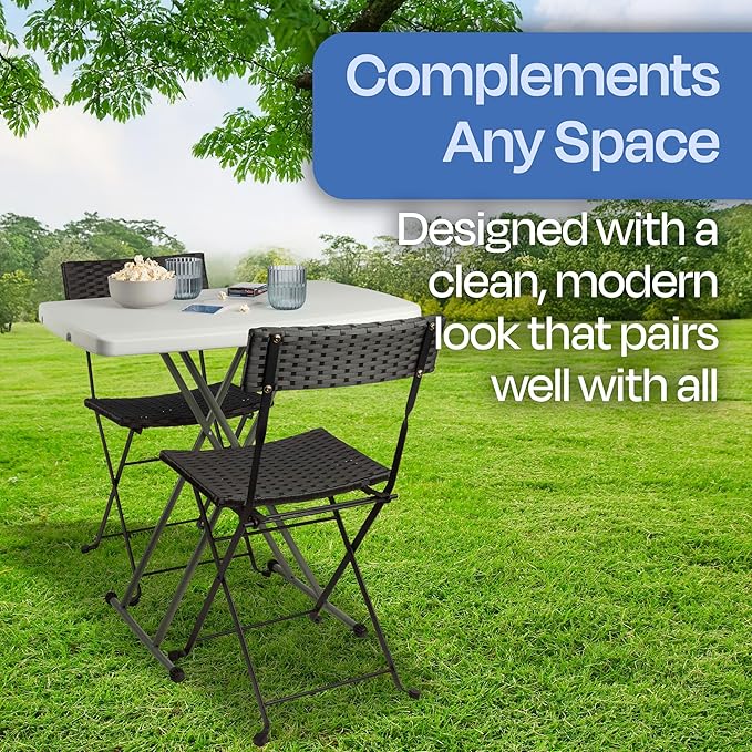 Lavish Home Portable Folding Tables - Lightweight Portable Folding Desk with Adjustable Height - Small Plastic Table for TV Tray, Playing Cards, and Craft Room (Single/White/2.5 FT Wide)