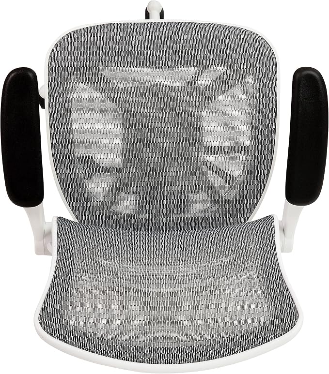 Flash Furniture Waylon Mid-Back Swivel Office Chair with Adjustable Foot Ring and Seat Height, Ergonomic Mesh Chair with Armrests, Gray/White | White Frame, Mid-Back, Flip-Up Arms, Mesh Back