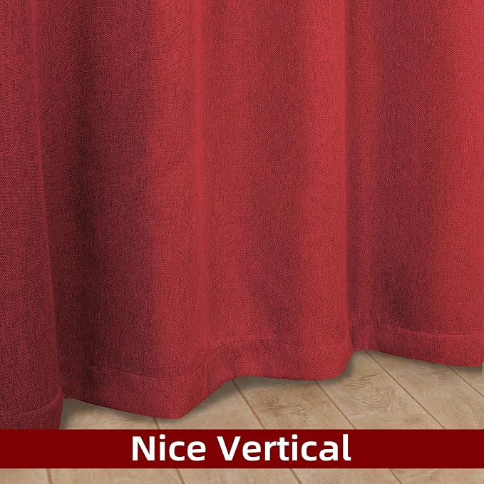 DriftAway Blackout Soundproof Thermal Insulated Linen Textured Curtains with Quilted Thermal Lining for Cold and Heat Blocking Noise Reducing Daytime Sleep 1 PC 52 Inches by 96 Inches Red