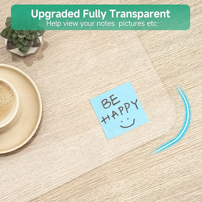 NATRKE Clear Desk Mat Pad, 35.4" X 15.7" Large Transparent Desk Protector, 1.5mm PVC Waterproof Non-Slip Writing Desk Pad Blotter for Desktop Home Office, 90 x 40 cm
