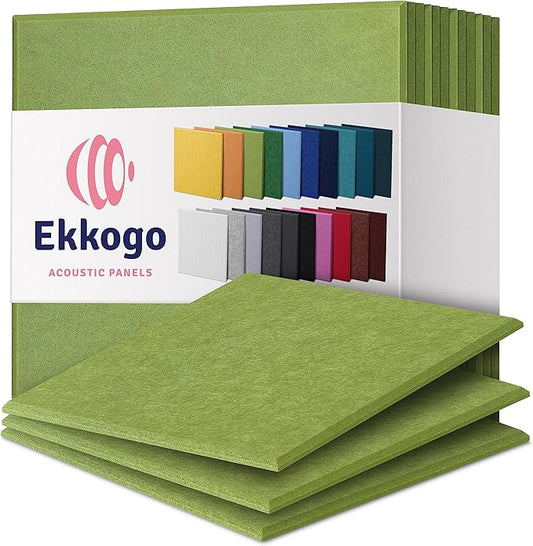 Acoustic Panels 12-Pack Soundproof Wall 12"X12"X0.4" - High Density Sound Dampening [Gin Green Square]