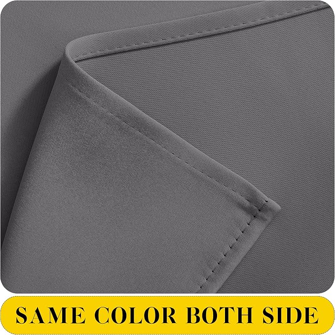 NICETOWN Short Curtains with Attached Valance for Small Window, Thermal Insulated Rod Pocket Room Darkening Curtains for Living Room, 52" Wide x 45" Long, 2 Panels, Grey