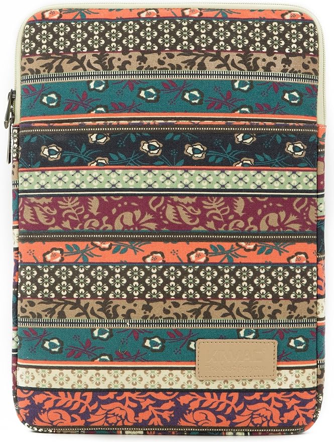 Kinmac 360° Protective Vertical Laptop Sleeve Case Cover Bag with Pocket for MacBook Air 13 inch,iPad Pro 13" and 12.5-13.3 inch HP Lenovo Dell ASUS Acer Laptop (New Bohemian)