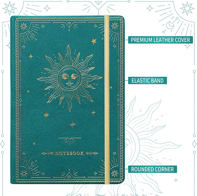 Artfan Ruled Notebook/Journal – Premium Thick Paper Faux Leather Classic Writing Notebook with Pocket + Page Dividers Gifts, Banded, Large, 144 Pages, Hard Cover, Lined (5.8 x 8.4) - Jungle Green