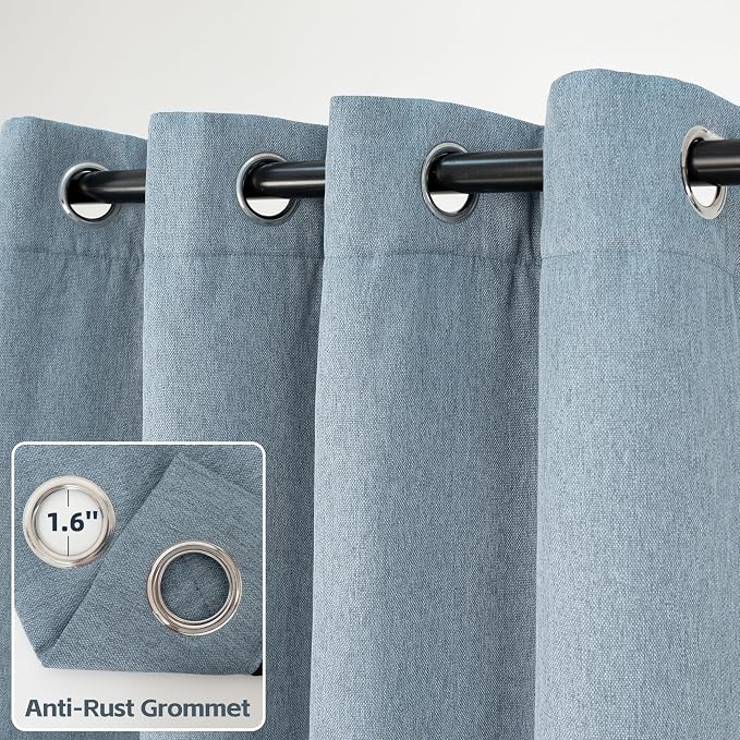 DriftAway Blackout Soundproof Thermal Insulated Linen Textured Curtains with Quilted Thermal Lining for Cold and Heat Blocking Noise Reducing Daytime Sleep 1 PC 52 Inches by 86 Inches Dusty Blue