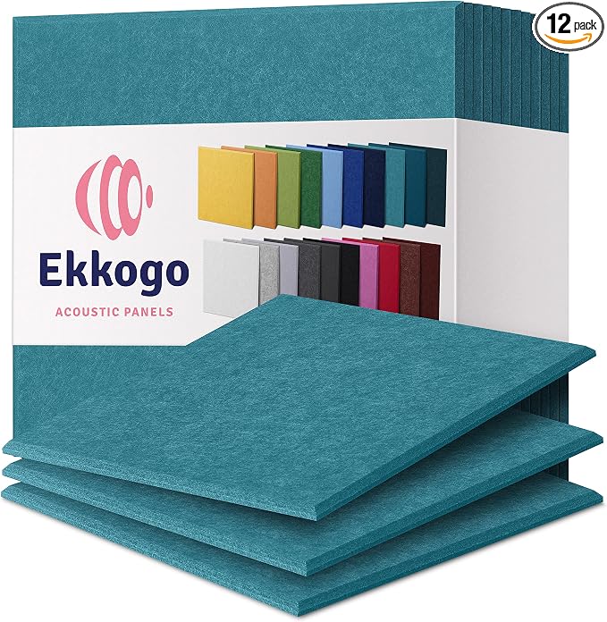 Acoustic Panels 12-Pack Soundproof Wall Panels 12"X12"X0.4" Sound Panels High Density Sound Dampening Panels - [Light Turquoise Square]