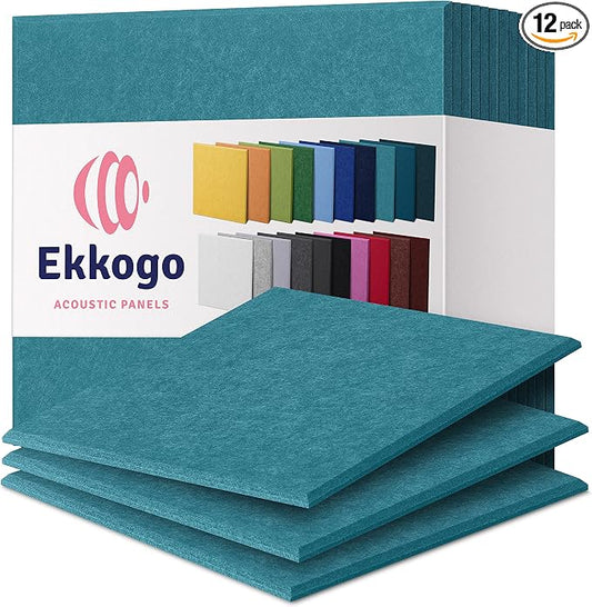 Acoustic Panels 12-Pack Soundproof Wall Panels 12"X12"X0.4" Sound Panels High Density Sound Dampening Panels - [Light Turquoise Square]