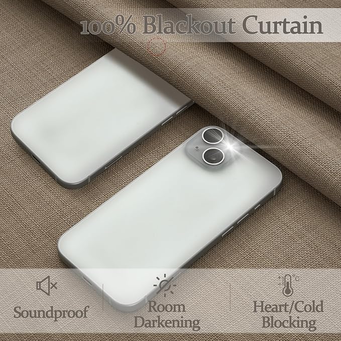 Natural Linen Blackout 80 Inch Dual Layer Room Divider Curtains 2 Panels Set, Memory Shape Pinch Pleated Insulated Viral Drapes Privacy Sound Dampening Modern Windows Curtain Burg 40 x 80 Inches Long