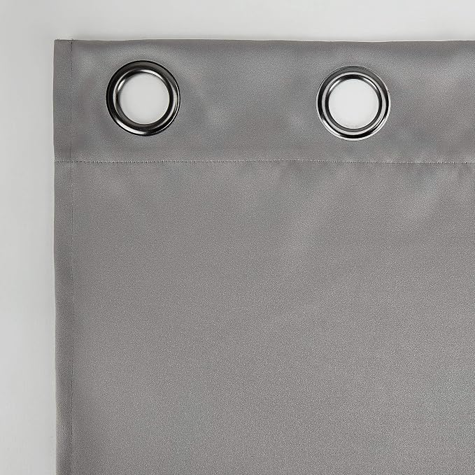 Sun Zero Nordic Theater Grade Extreme 100% Blackout Grommet Curtain Single Panel, 52" x 84", Silver Gray