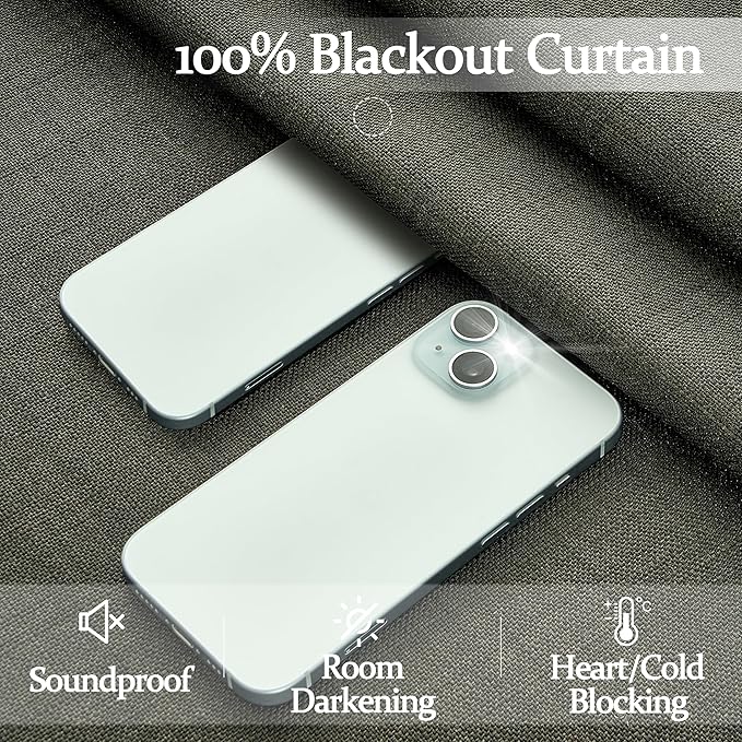 Pinch Pleated Drapes Greenish Grey Room Darkening Curtains 96 Inches Long for Living Room, Rustic Cottage Core 100% Blackout Faux Linen Double Layer Pleat Curtain 2 Panels Set Deep Depths Green Decor