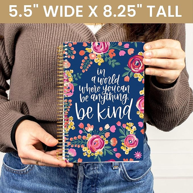 bloom daily planners UNDATED Weekly & Monthly Calendar Planner - Start Anytime To Do List Notebook - Flexible Cover, Task Organizer for Productivity (5.5” x 8.25”) January to December Agenda - Be Kind