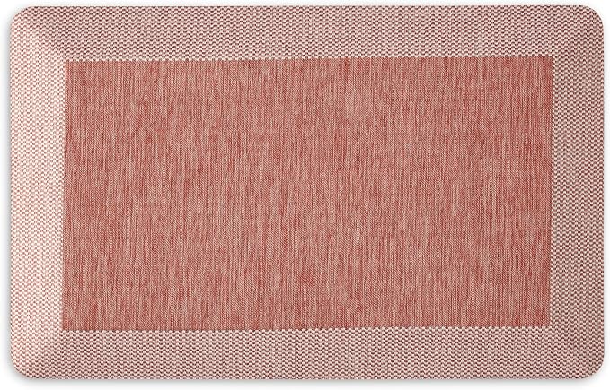 MARTHA STEWART Mira Modern Heathered Solid Anti-Fatigue Air-Infused Kitchen Mat, Spice Red, 19.6"x32"