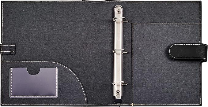 It's Academic Mini Executive Leather Portfolio Folder, 1" Ring Binder and 250-Sheet Capacity, Note Pads, and 5.5"" x 8.5" Documents, 2 Pen Loops, Black Faux Leather (98294)